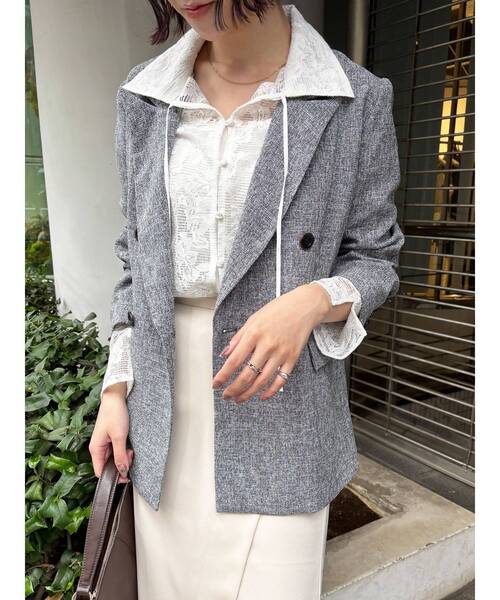 LAGUNAMOON(ラグナムーン)の「ツイードダブルテーラードジャケット(テーラードジャケット・レディース・アイボリー/ブラック・FREE)」の22枚目の写真