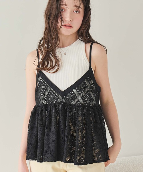 titivate（ティティベイト）の「アソートレースキャミソールビスチェ（キャミソール・レディース・アイボリー/ブラック/オフホワイト・L/M）」の3枚目の写真
