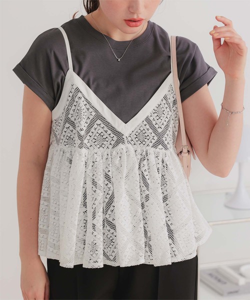 titivate（ティティベイト）の「アソートレースキャミソールビスチェ（キャミソール・レディース・アイボリー/ブラック/オフホワイト・L/M）」の7枚目の写真