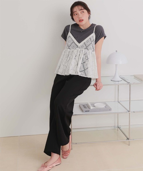 titivate（ティティベイト）の「アソートレースキャミソールビスチェ（キャミソール・レディース・アイボリー/ブラック/オフホワイト・L/M）」の8枚目の写真