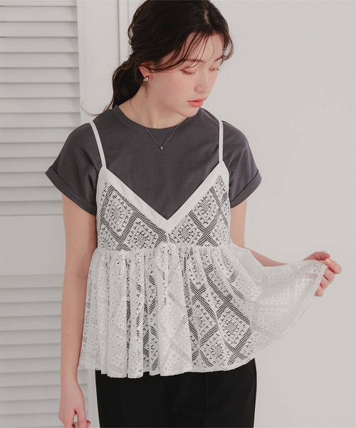 titivate（ティティベイト）の「アソートレースキャミソールビスチェ（キャミソール・レディース・アイボリー/ブラック/オフホワイト・L/M）」の4枚目の写真