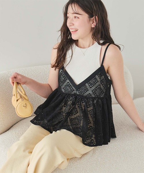 titivate（ティティベイト）の「アソートレースキャミソールビスチェ（キャミソール・レディース・アイボリー/ブラック/オフホワイト・L/M）」の6枚目の写真