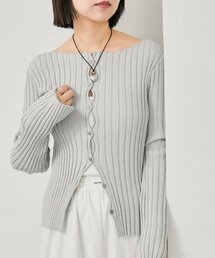 mystic | 【リブ素材で伸縮性◎/６色展開】ラウンドスリットリブカーディガン(カーディガン/ボレロ)