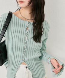 mystic | 【リブ素材で伸縮性◎/６色展開】ラウンドスリットリブカーディガン(カーディガン/ボレロ)