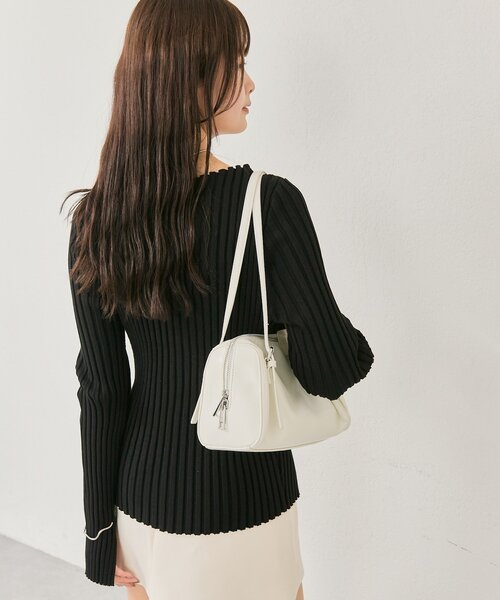 mystic（ミスティック）の「ラウンドスリットリブカーディガン（カーディガン/ボレロ・レディース・ブラック/オフホワイト/グレー/グリーン/ピンク・FREE）」の19枚目の写真