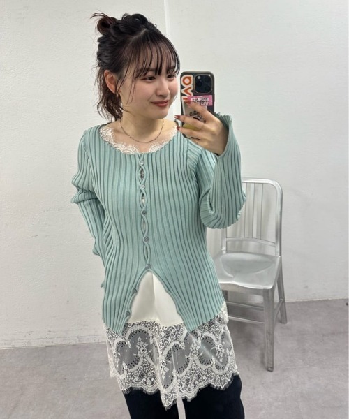 mystic(ミスティック)の「【リブ素材で伸縮性◎/6色展開】ラウンドスリットリブカーディガン(カーディガン/ボレロ・レディース・ブラック/オフホワイト/グレー/グリーン/ピンク/ピンク系その他2・FREE)」の18枚目の写真