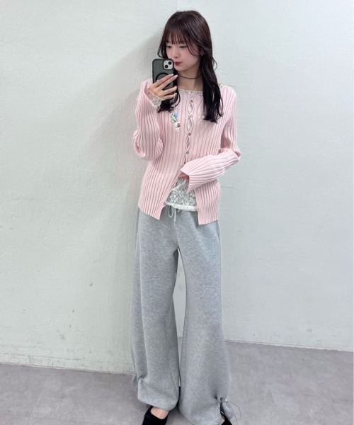 mystic(ミスティック)の「【リブ素材で伸縮性◎/6色展開】ラウンドスリットリブカーディガン(カーディガン/ボレロ・レディース・ブラック/オフホワイト/グレー/グリーン/ピンク/ピンク系その他2・FREE)」の14枚目の写真