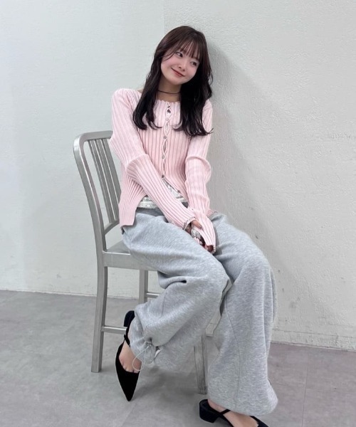 mystic(ミスティック)の「【リブ素材で伸縮性◎/6色展開】ラウンドスリットリブカーディガン(カーディガン/ボレロ・レディース・ブラック/オフホワイト/グレー/グリーン/ピンク/ピンク系その他2・FREE)」の13枚目の写真