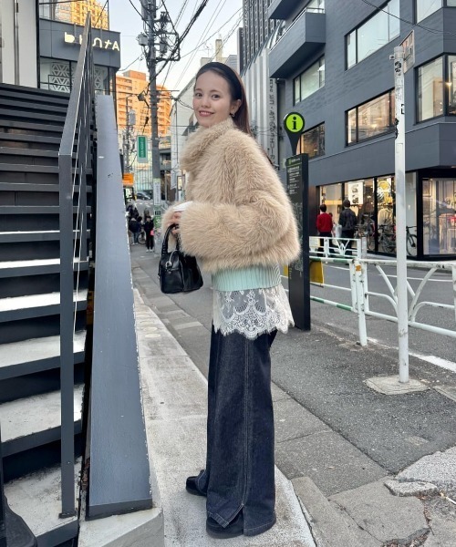 mystic(ミスティック)の「【リブ素材で伸縮性◎/6色展開】ラウンドスリットリブカーディガン(カーディガン/ボレロ・レディース・ブラック/オフホワイト/グレー/グリーン/ピンク/ピンク系その他2・FREE)」の22枚目の写真