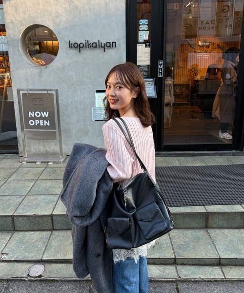 mystic(ミスティック)の「【リブ素材で伸縮性◎/6色展開】ラウンドスリットリブカーディガン(カーディガン/ボレロ・レディース・ブラック/オフホワイト/グレー/グリーン/ピンク/ピンク系その他2・FREE)」の11枚目の写真