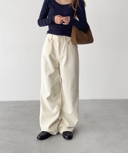 CANAL JEAN(キャナルジーン)の「El mar フラップポケットコーデュロイパンツ 裏起毛(その他パンツ・レディース・ホワイト/ベージュ/ネイビー・SMALL/MEDIUM)」の2枚目の写真