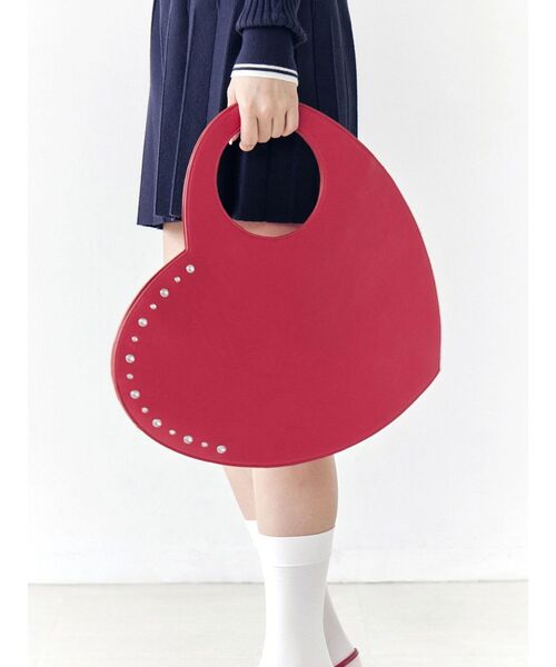 CALNAMUR(カルナムール)の「ビッグハートバッグ(ハンドバッグ・レディース・レッド/ブラック/シルバー・FREE)」の4枚目の写真