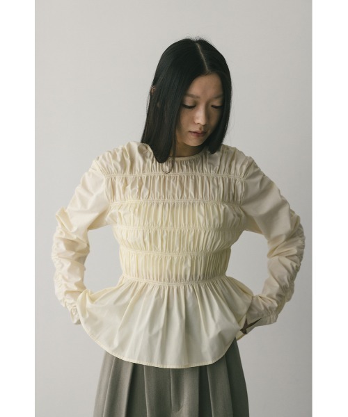 STYLEMIXER(スタイルミキサー)の「シャーリングブラウス 春服(シャツ/ブラウス・レディース・ホワイト/ブラック/カーキ・FREE)」の4枚目の写真