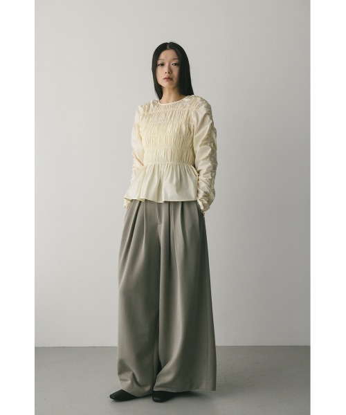 STYLEMIXER(スタイルミキサー)の「シャーリングブラウス 春服(シャツ/ブラウス・レディース・ホワイト/ブラック/カーキ・FREE)」の5枚目の写真