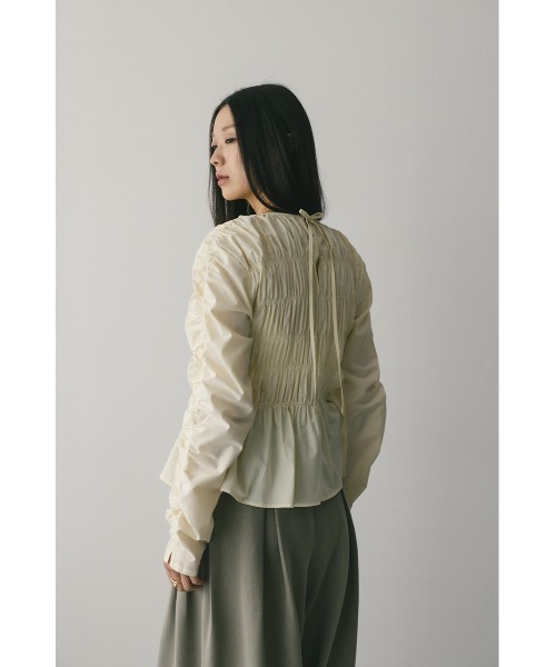 STYLEMIXER(スタイルミキサー)の「シャーリングブラウス 春服(シャツ/ブラウス・レディース・ホワイト/ブラック/カーキ・FREE)」の11枚目の写真