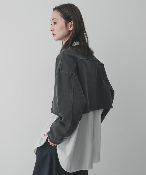 SENSE OF PLACE by URBAN RESEARCH（センスオブプレイスバイアーバンリサーチ）の「スタッズピグメントカットトップ（スウェット・レディース・アイボリー/チャコールグレー/ブラウン・ONE）」の8枚目の写真