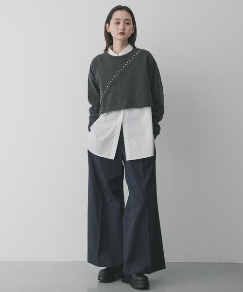 SENSE OF PLACE by URBAN RESEARCH（センスオブプレイスバイアーバンリサーチ）の「スタッズピグメントカットトップ（スウェット・レディース・アイボリー/チャコールグレー/ブラウン・ONE）」の9枚目の写真