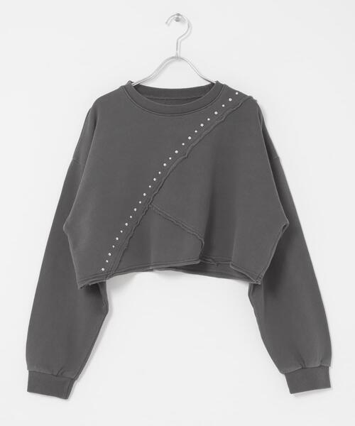 SENSE OF PLACE by URBAN RESEARCH（センスオブプレイスバイアーバンリサーチ）の「スタッズピグメントカットトップ（スウェット・レディース・アイボリー/チャコールグレー/ブラウン・ONE）」の12枚目の写真
