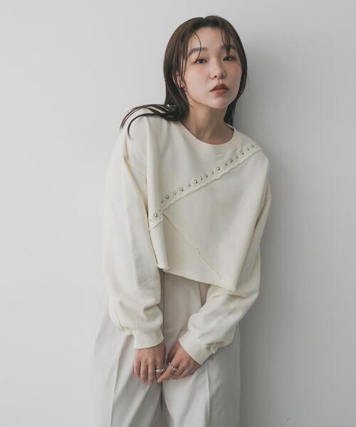 SENSE OF PLACE by URBAN RESEARCH（センスオブプレイスバイアーバンリサーチ）の「スタッズピグメントカットトップ（スウェット・レディース・アイボリー/チャコールグレー/ブラウン・ONE）」の20枚目の写真