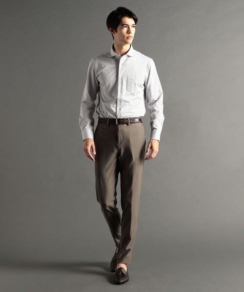 MONSIEUR NICOLE(ムッシュニコル)の「【ex/tra】ジャカードストライプ カッタウェイカラーシャツ(シャツ/ブラウス・メンズ・ライトグレー/ネイビー/グレー/サックスブルー/ブラック・LARGE/MEDIUM/SMALL/X-LARGE)」の6枚目の写真