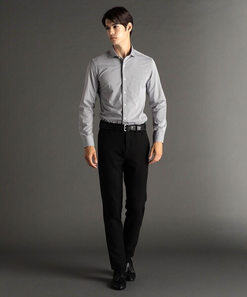 MONSIEUR NICOLE(ムッシュニコル)の「【ex/tra】ジャカードストライプ カッタウェイカラーシャツ(シャツ/ブラウス・メンズ・ライトグレー/ネイビー/グレー/サックスブルー/ブラック・LARGE/MEDIUM/SMALL/X-LARGE)」の7枚目の写真