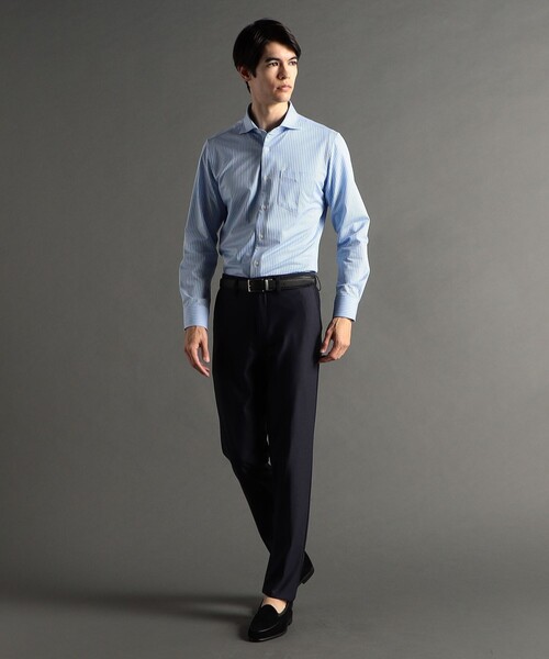 MONSIEUR NICOLE(ムッシュニコル)の「【ex/tra】ジャカードストライプ カッタウェイカラーシャツ(シャツ/ブラウス・メンズ・ライトグレー/ネイビー/グレー/サックスブルー/ブラック・LARGE/MEDIUM/SMALL/X-LARGE)」の9枚目の写真