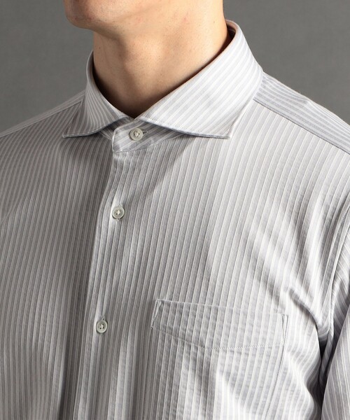 セール】【ex/tra】ジャカードストライプ カッタウェイカラーシャツ