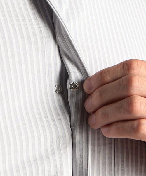 MONSIEUR NICOLE(ムッシュニコル)の「【ex/tra】ジャカードストライプ カッタウェイカラーシャツ(シャツ/ブラウス・メンズ・ライトグレー/ネイビー/グレー/サックスブルー/ブラック・LARGE/MEDIUM/SMALL/X-LARGE)」の17枚目の写真