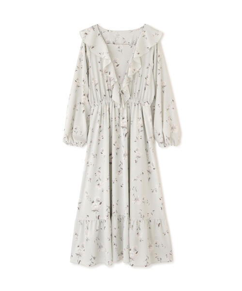 NATURAL BEAUTY BASIC(ナチュラルビューティーベーシック)の「◇ラッフルフラワープリントワンピース(ワンピース・レディース・イエロー系その他/グレー系その他・P/S/MEDIUM)」の3枚目の写真