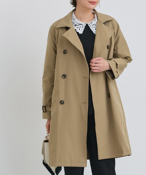 Pierrot（ピエロ）の「撥水・軽量ベーシックトレンチコート（トレンチコート・レディース・ベージュ系その他/キナリ・S/M/L）」の2枚目の写真