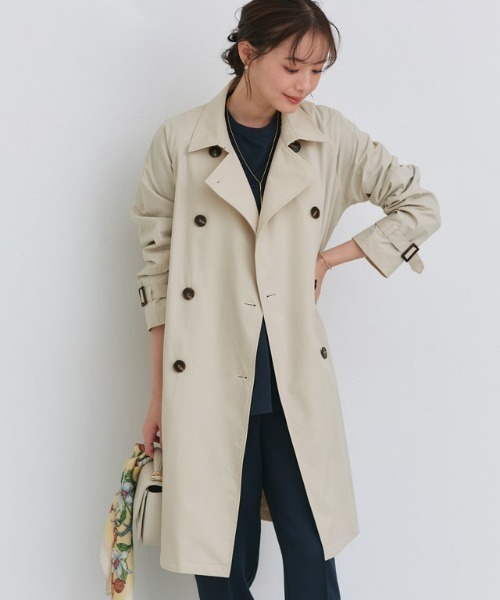 Pierrot（ピエロ）の「撥水・軽量ベーシックトレンチコート（トレンチコート・レディース・ベージュ系その他/キナリ・S/M/L）」の3枚目の写真
