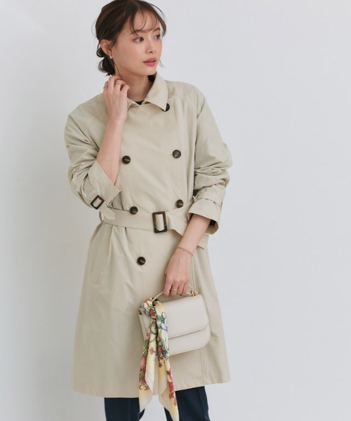 Pierrot（ピエロ）の「撥水・軽量ベーシックトレンチコート（トレンチコート・レディース・ベージュ系その他/キナリ・S/M/L）」の8枚目の写真
