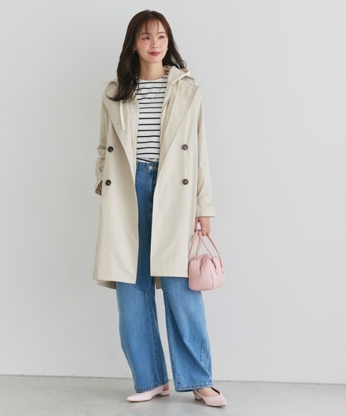 Pierrot（ピエロ）の「撥水・軽量ベーシックトレンチコート（トレンチコート・レディース・ベージュ系その他/キナリ・S/M/L）」の14枚目の写真
