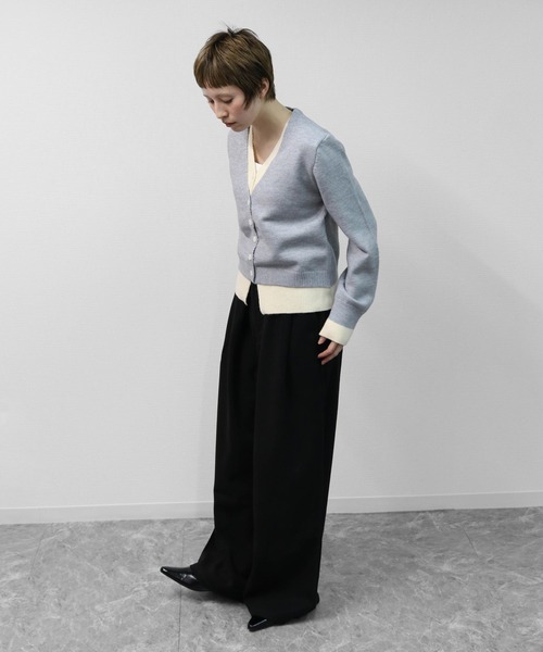 THE CELL.(ザセルドット)の「タックワイドストレッチツイードパンツ PLEATED WIDE STRETCH TWEED PANTS(スラックス・レディース・グレー/ブラック・S/M/L)」の4枚目の写真