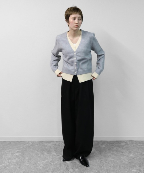 THE CELL.(ザセルドット)の「タックワイドストレッチツイードパンツ PLEATED WIDE STRETCH TWEED PANTS(スラックス・レディース・グレー/ブラック・S/M/L)」の3枚目の写真