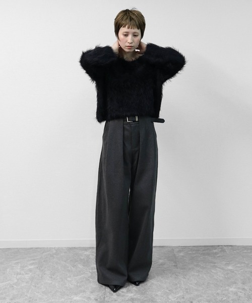 THE CELL.(ザセルドット)の「タックワイドストレッチツイードパンツ PLEATED WIDE STRETCH TWEED PANTS(スラックス・レディース・グレー/ブラック・S/M/L)」の18枚目の写真
