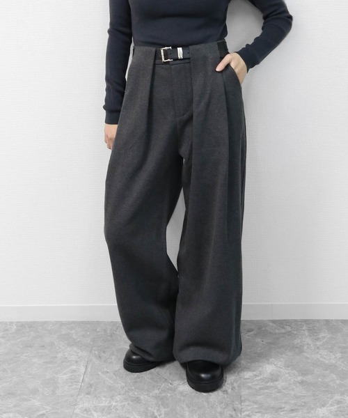 THE CELL.(ザセルドット)の「タックワイドストレッチツイードパンツ PLEATED WIDE STRETCH TWEED PANTS(スラックス・レディース・グレー/ブラック・S/M/L)」の15枚目の写真
