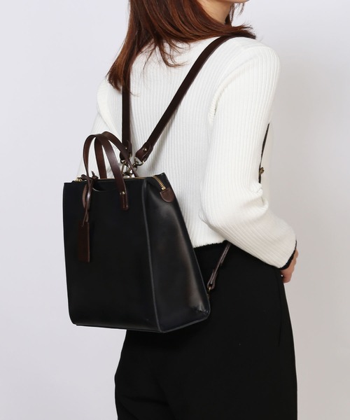 HALEINE（アレンヌ）の「[HALEINE]牛側レザーリュック 本革（バックパック/リュック・レディース・ブラック/キャメル/ブラウン/ネイビー・FREE）」の15枚目の写真