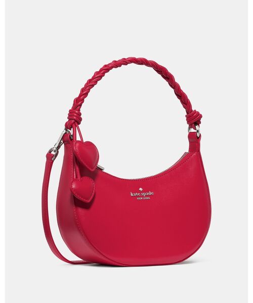 Kate Spade 赤 ハンドバッグ セール】ノヴァ ブレイデッド ハンドル スモール クレセント クロス