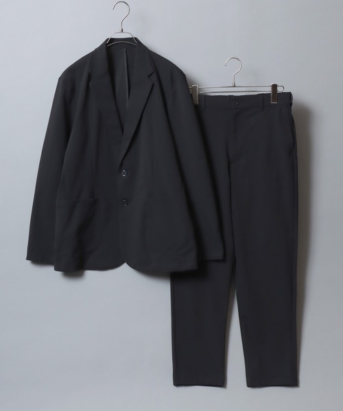 ANPAS(アンパス)の「Quick-Dry Stretch Two-Piece Set (Tailored Jacket + Long Pants)/速乾ストレッチ テーラードジャケット&ロングパンツ スーツ ビジカジ ビジネス オケージョン セレモニー メンズ セットアップ 上下セット(セットアップ・メンズ・ブラック/ベージュ/ネイビー・M/L/XL)」の4枚目の写真
