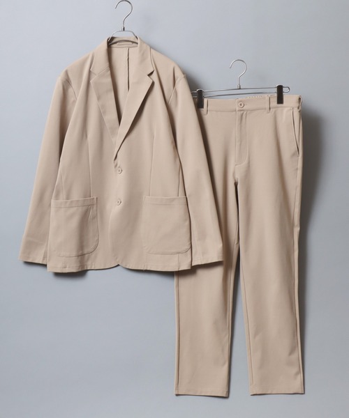 ANPAS(アンパス)の「Quick-Dry Stretch Two-Piece Set (Tailored Jacket + Long Pants)/速乾ストレッチ テーラードジャケット&ロングパンツ スーツ ビジカジ ビジネス オケージョン セレモニー メンズ セットアップ 上下セット(セットアップ・メンズ・ブラック/ベージュ/ネイビー・M/L/XL)」の5枚目の写真