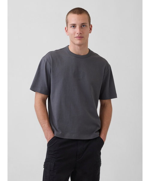 GAP(ギャップ)の「ヘビーウェイト リラックスフィット GAP1969ロゴ クロップドTシャツ(Tシャツ/カットソー・メンズ・ホワイト/イエロー/グリーン/ブルー/ブラック・M/XS/S/L/XL)」の4枚目の写真