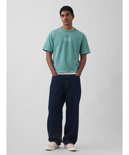 GAP(ギャップ)の「ヘビーウェイト リラックスフィット GAP1969ロゴ クロップドTシャツ(Tシャツ/カットソー・メンズ・ホワイト/イエロー/グリーン/ブルー/ブラック・M/XS/S/L/XL)」の7枚目の写真