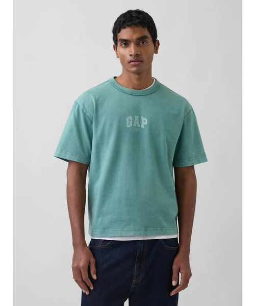 GAP(ギャップ)の「ヘビーウェイト リラックスフィット GAP1969ロゴ クロップドTシャツ(Tシャツ/カットソー・メンズ・ホワイト/イエロー/グリーン/ブルー/ブラック・M/XS/S/L/XL)」の1枚目の写真