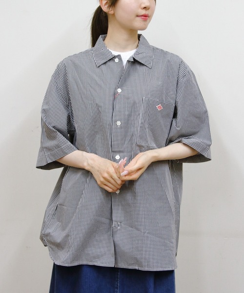 DANTON коттон поплин Short Sleeve Check Work Shirt DT‑B0049 CPP