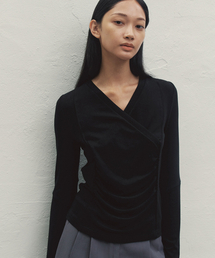 MAKE A TOAST（メイクアトースト）の「ドレープシャーリングトップ ブラック MBDFTO006BK（Tシャツ/カットソー）」