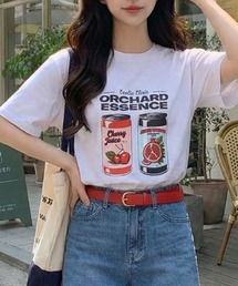 レトロチェリーとザクロドリンク缶イラストTシャツ