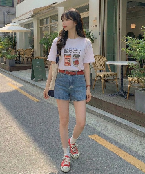 September SEOUL(セプテンバーソウル)の「レトロチェリーとザクロドリンク缶イラストTシャツ(Tシャツ/カットソー・レディース・ホワイト/アッシュ・FREE)」の8枚目の写真