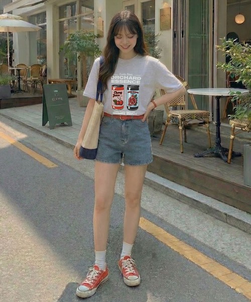 September SEOUL(セプテンバーソウル)の「レトロチェリーとザクロドリンク缶イラストTシャツ(Tシャツ/カットソー・レディース・ホワイト/アッシュ・FREE)」の3枚目の写真