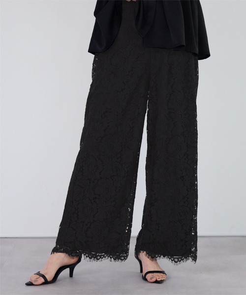 UR'S（ユアーズ）の「レースワイドパンツ（その他パンツ・レディース・アイボリー/ブラック・L/M/S）」の2枚目の写真